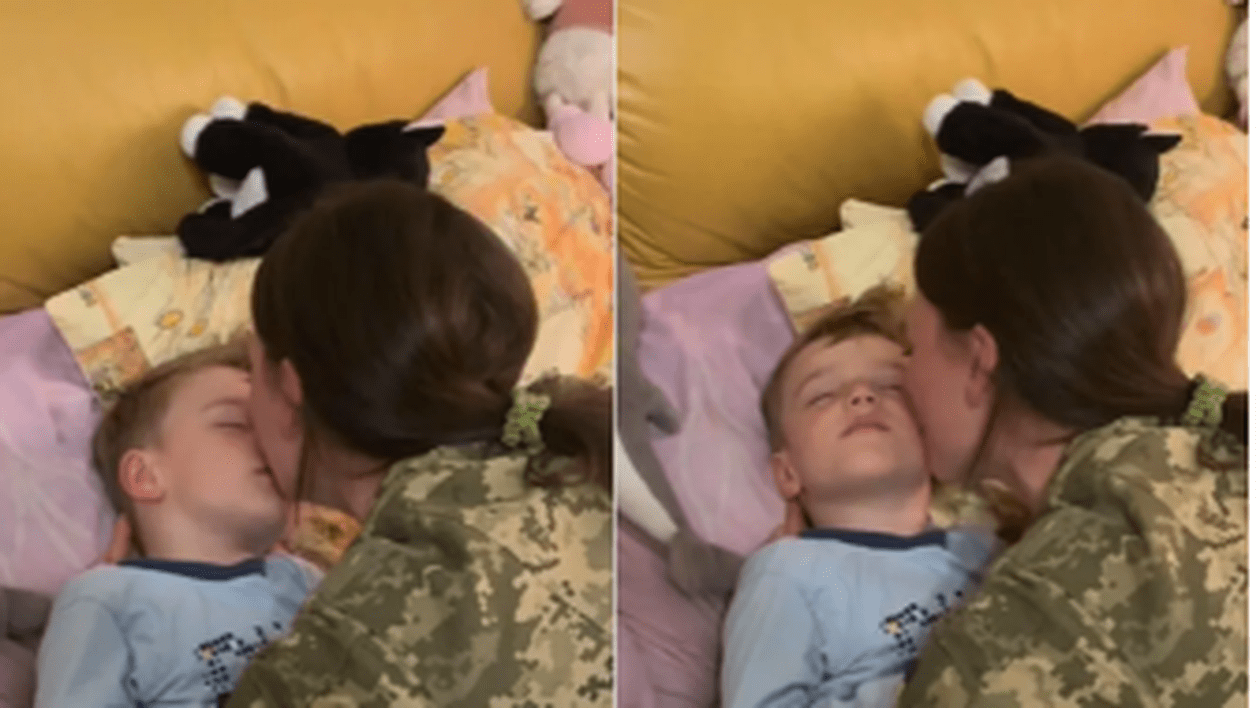 Un copil ucrainean care s-a revăzut după trei luni cu mama-soldat: „Ai ucis dragonul?”