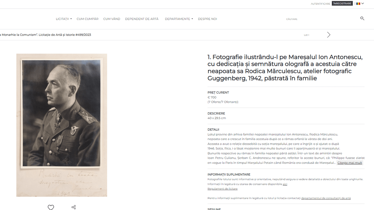 Procuratura Generală, sesizată cu privire la licitația Artmark cu artefacte fasciste