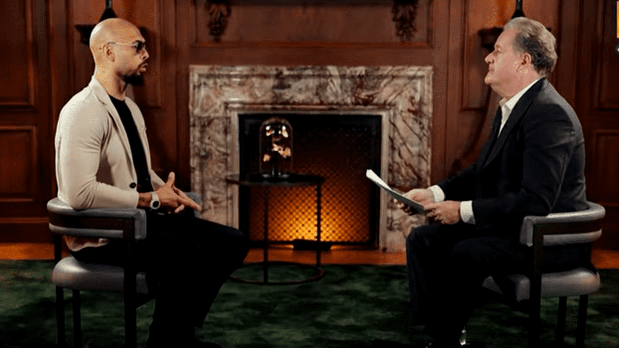 Captură din interviul lui Piers Morgan cu Andrew Tate
