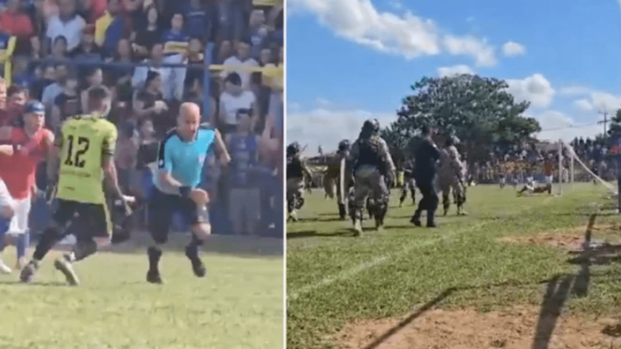 Nebunie la un meci din Paraguay. După ce arbitrul a fost atacat de jucători și de spectatori, poliția a tras inclusiv în fotbaliști | VIDEO