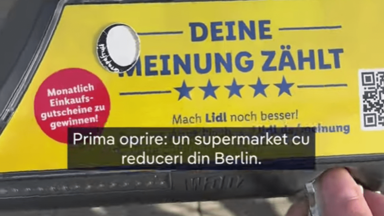 Cumpărături în Berlin, la un supermarket Lidl. FOTO: Captură video.