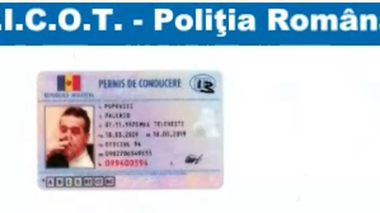 Poza lui Gigi Becali pusă pe un permis de conducere fals