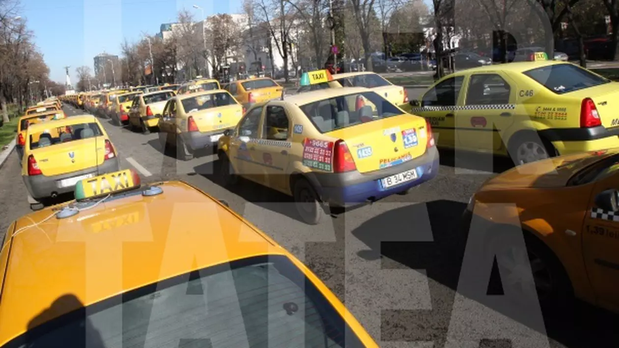 Protestul taximetriștilor perturbă traficul în Capitală