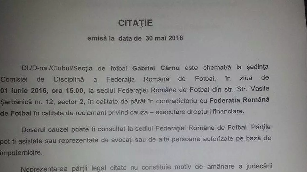 Penibil! Comisia de Disciplină a FRF a chemat la audieri un fotbalist care nu există! Replica spumoasă a celui vizat și legătura cu Rafael Nadal