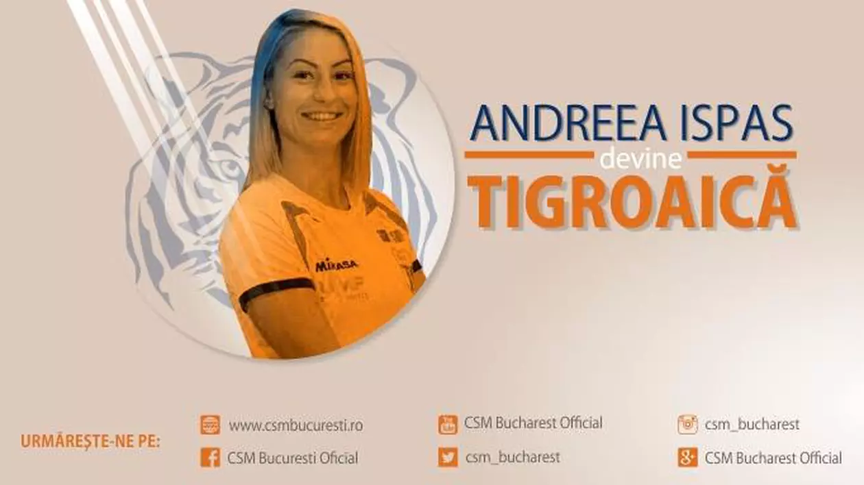 Tulceanca Andreea Ispas este noul libero al formaţiei de volei a clubului CSM Bucureşti