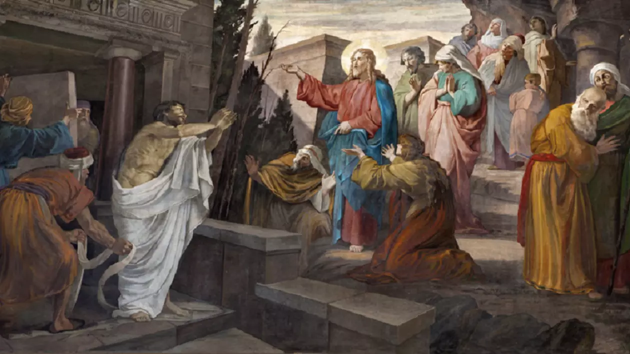 Pictura cu Învierea lui Lazăr din biserica San Giorgio din Milano, Italia