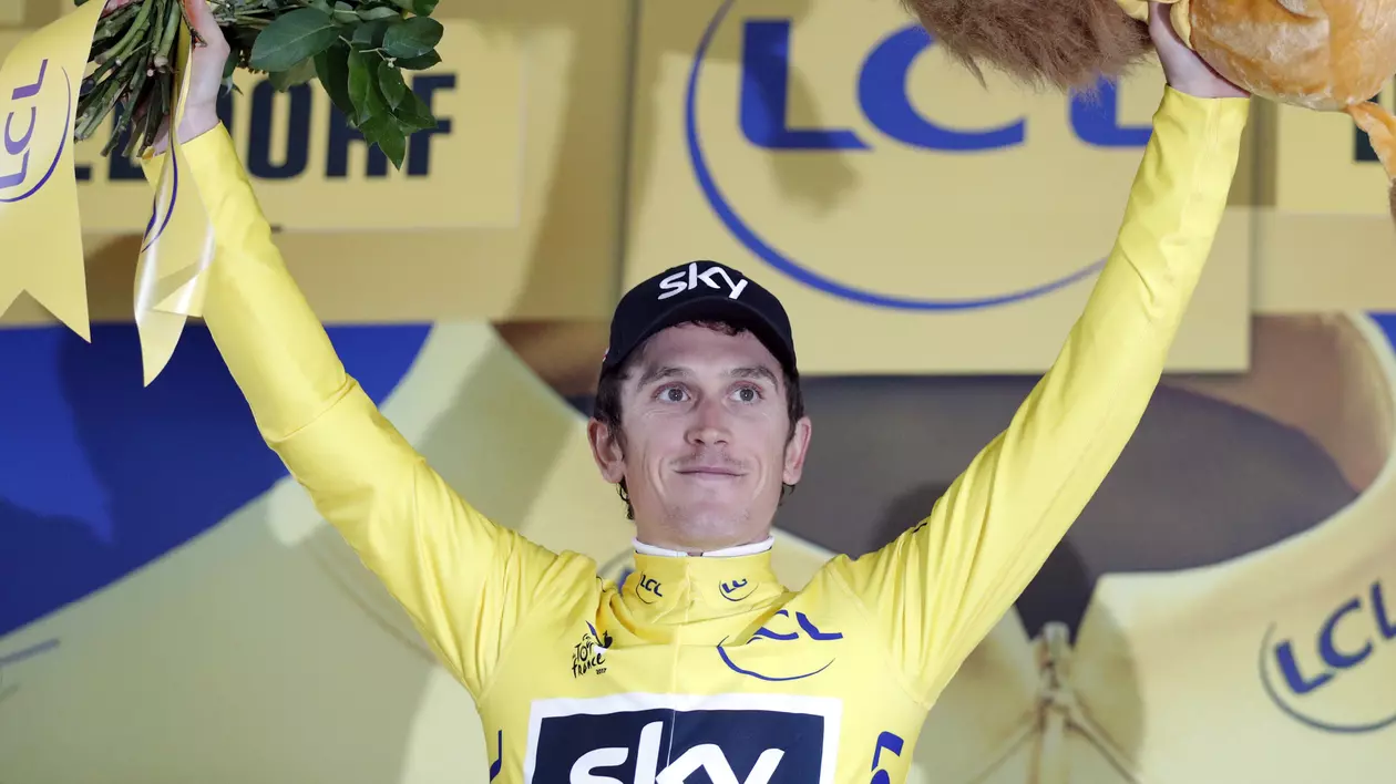 Ciclistul galez Geraint Thomas, primul purtător al tricoului galben în ediția 2017 a Turului Franței