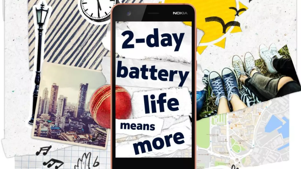 Nokia 2 promite două zile de utilizare datorită bateriei de 4,100 mAh. Afiș cu Nokia 2