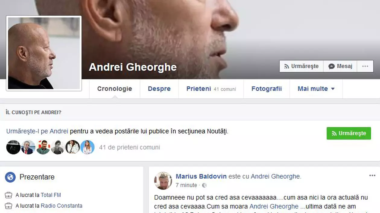 Andrei Gheorghe a murit, prietenii i-au umplut pagina de Facebook cu mesaje. Anunțul că, luni seară, fostul realizator de radio Andrei Gheorghe a fost găsit fără suflare în vila sa din Pipera, Ilfov, a stârnit o adevărată isterie.