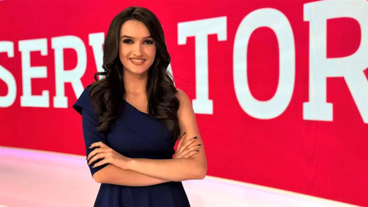 Viviana Sposub prezintă Vremea la Observator TV. Viviana Sposub, în studioul Observatorului de la Antena 1