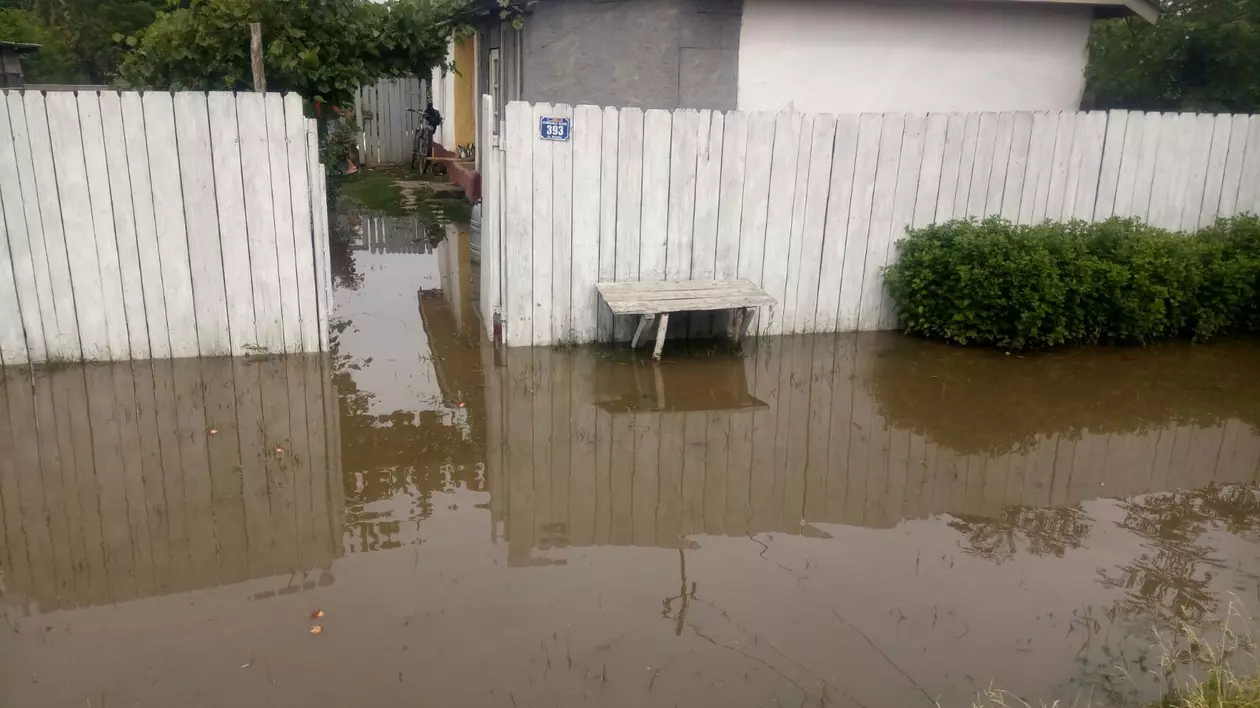 Zeci de locuinţe din şapte localităţi au fost inundate, în judeţul Braşov. Curte inundată