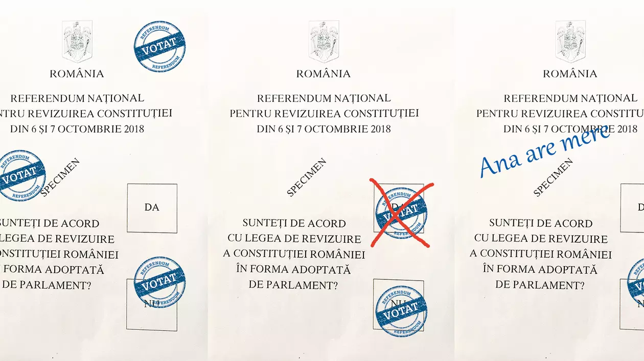 Cum arată buletinul de vot la referendumul pentru definirea familiei. Dacă scrii ceva pe buletin, dar pui ștampila corect, votul e valabil