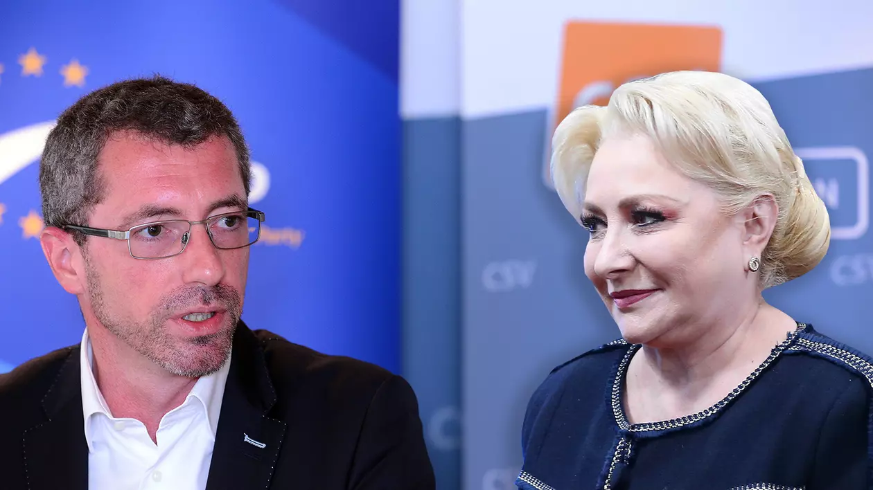 Eurodeputatul luxemburghez Frank Engel și premierul României, Viorica Dăncilă