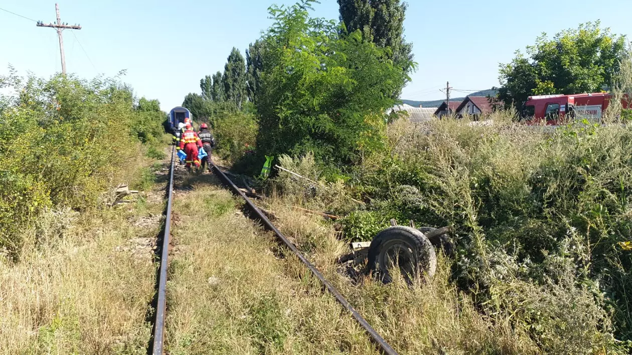 Căruță lovită de tren în județul Bacău