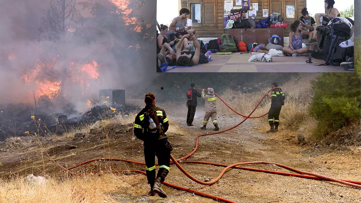 Români blocați de mai multe zile pe insula elenă Samothraki, cuprinsă de incendii de vegetație | VIDEO