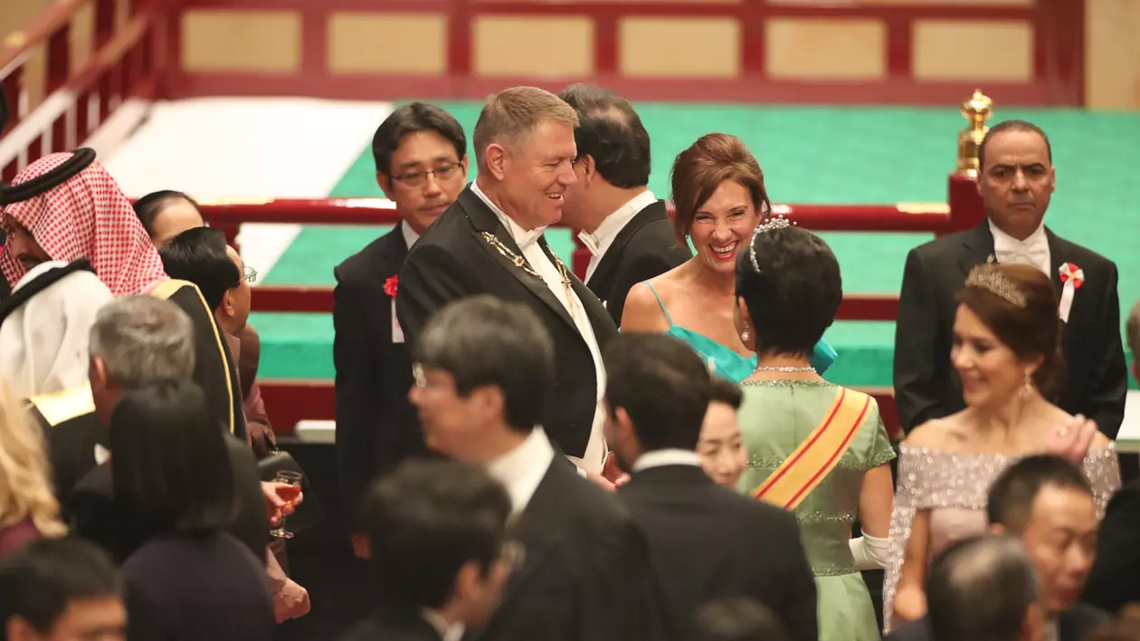 Imagini cu președintele Klaus Iohannis şi soţia sa, Carmen, la Banchetul Imperial din Japonia (foto Administrația Prezidențială)