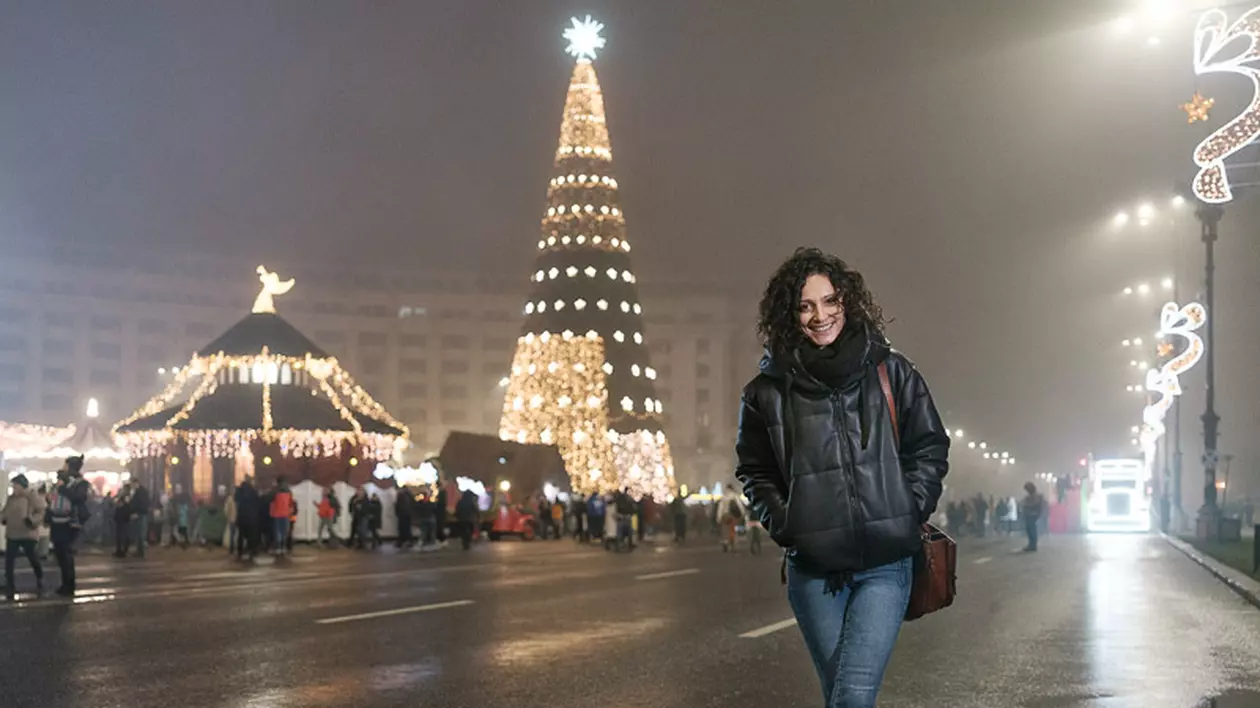 Oana Goliu în Piața Constituției, București, decembrie, 2019