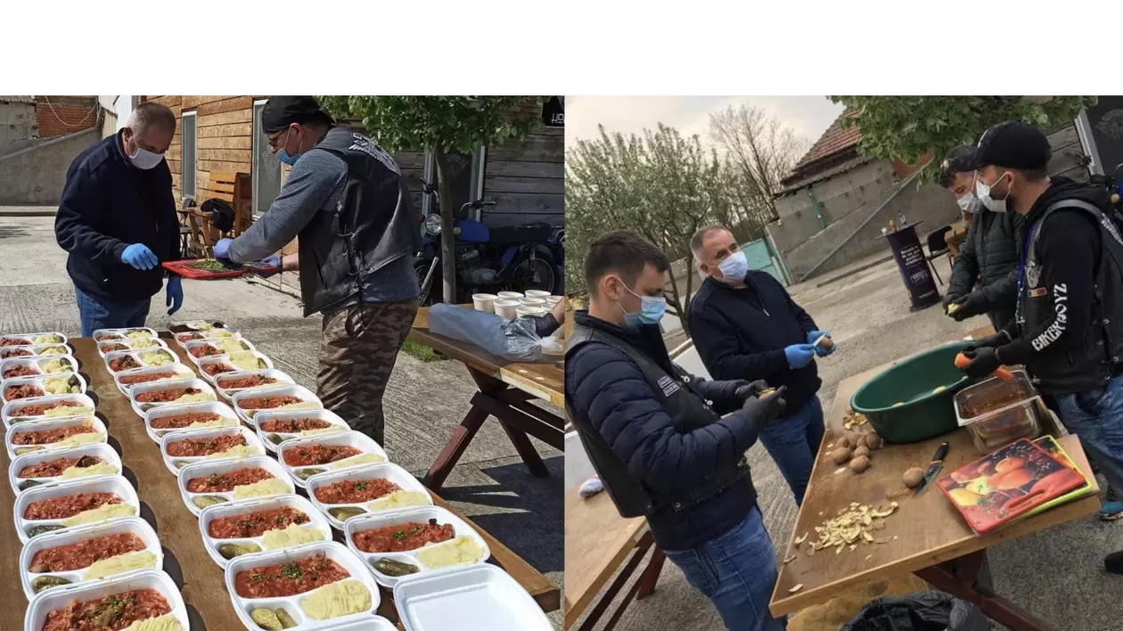 Titi Aur a gătit pentru bătrânii din Bârlad. Campionul s-a alăturat voluntarilor pe două roți dintr-un club