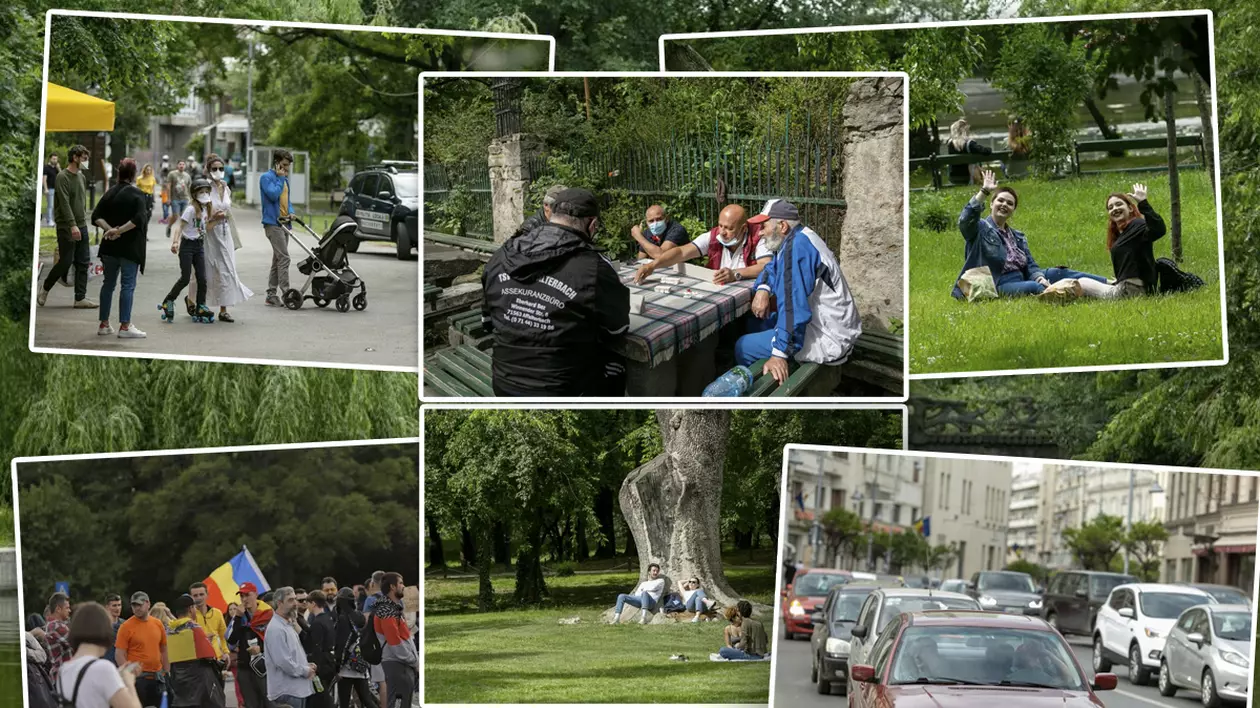 REPORTAJ. Bine ați revenit în trecut! Cum a arătat prima zi fără restricții în București: haos în trafic și în parcuri, proteste în Piața Victoriei. “E un sentiment de libertate”