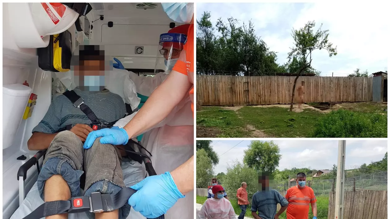 Un tânăr din Vaslui cu handicap grav a fost legat cu un lanț de un copac, în pielea goală, chiar de mama lui. Lăsat în soare, fără apă