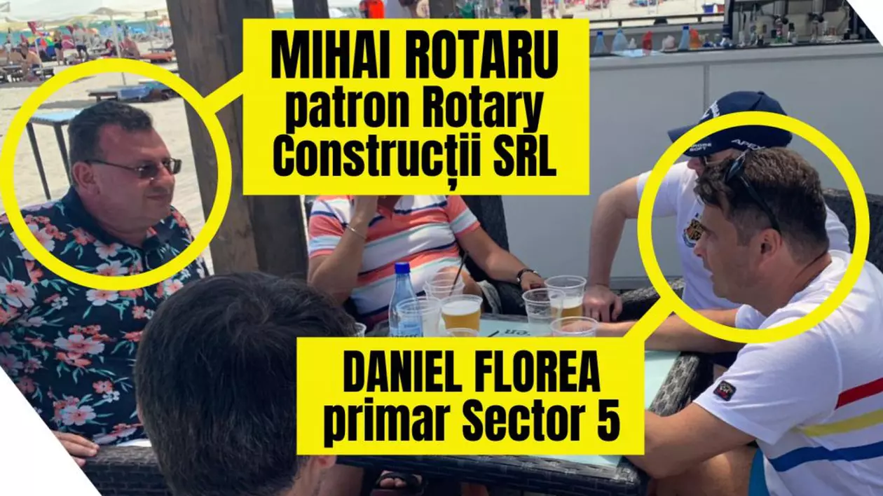 Daniel Florea, primarul sectorului 5, la Mamaia, cu patronul firmei care face anvelopările blocurilor din sector
