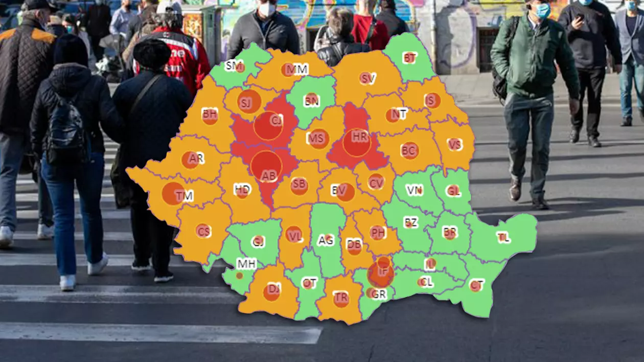 Cum arată harta incidenței cazurilor COVID-19. Care sunt zonele roșii din România