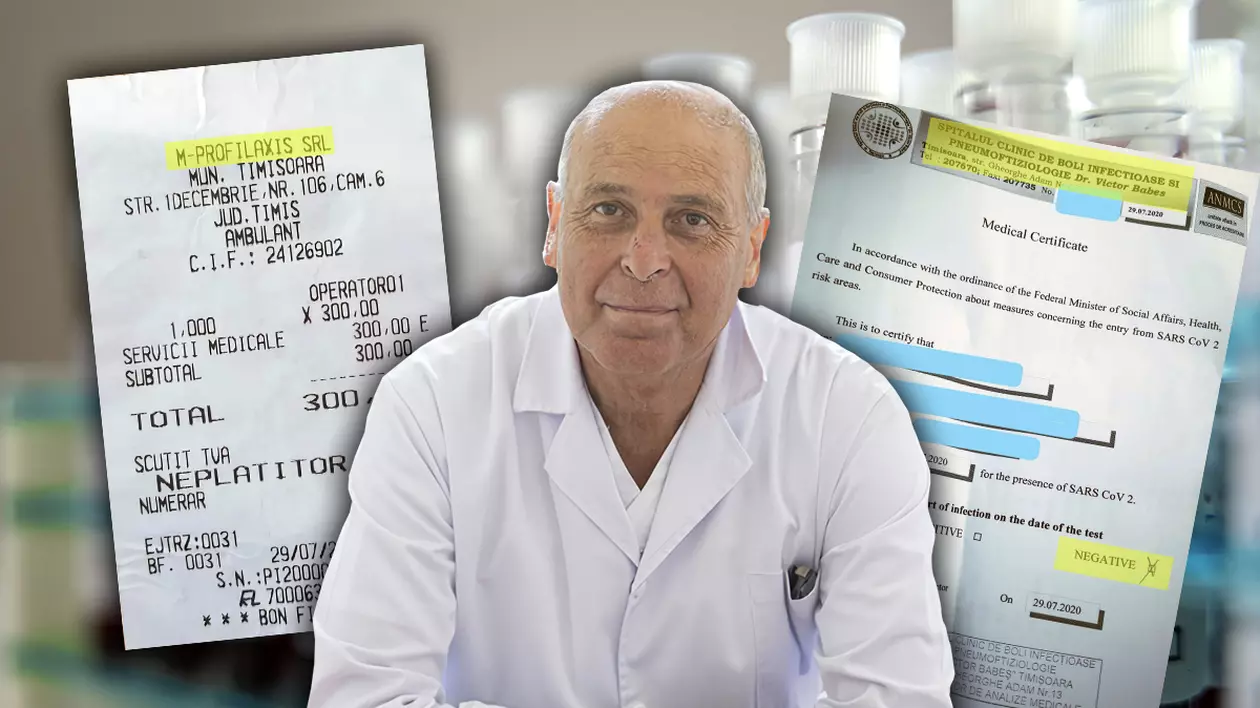 Teste COVID recoltate în curtea Spitalului de Boli Infecţioase şi prelucrate în laboratorul spitalului, cu bon fiscal pe clinica doctorului Musta