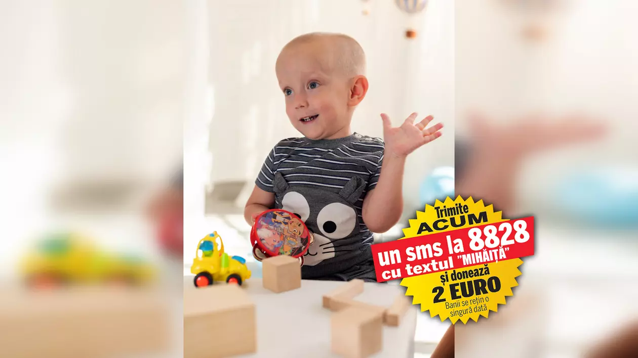 Mihăiță suferă de amiotrofie spinală și, pentru a putea învinge boala, are nevoie de peste 2.100.000 de dolari. De un an și jumătate, copilul nu poate să meargă