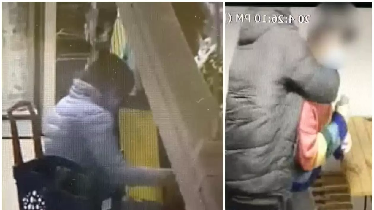 Filmările din Carrefour Brașov cu momentele în care tânăra bagă în rucsac produsele, este reținută, lovește peste mână un agent și este brutalizată și bătută
