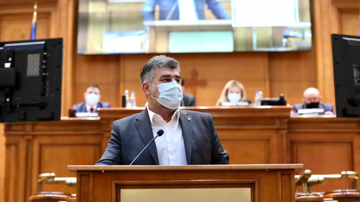 Președintele PSD, Marcel Ciolacu, în Parlament. Foto: PSD