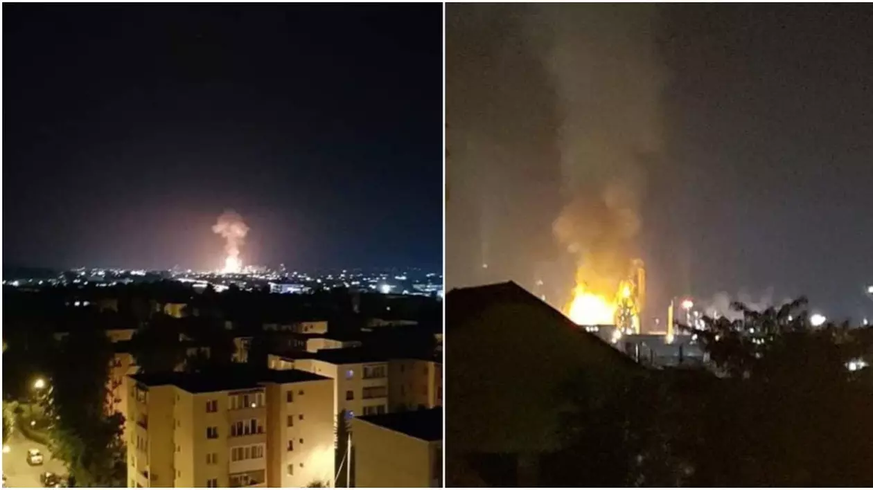 Explozie și incendiu la Combinatul Azomureș. Locuitorii din Târgu Mureș, speriați de bubuitură: „Mi s-a făcut pielea de găină”