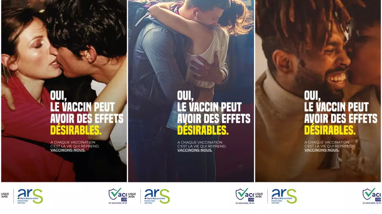 Săruturi și îmbrățișări. Cum își promovează Franța campania de vaccinare
