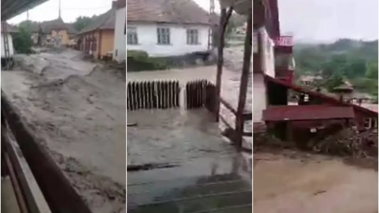 O comună din Alba, măturată de viitură. Casele au fost inundate, drumurile, distruse