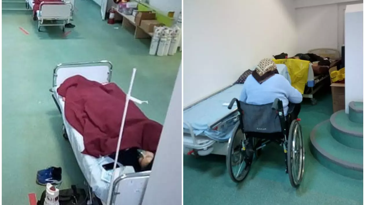 Imagini dramatice la „Marius Nasta”, unde și pe holuri sunt paturi cu bolnavi de COVID. „Următoarea etapă va fi să îi punem doi în pat”