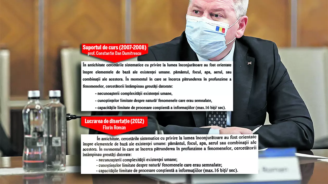 Ministrul Florin Roman a trimis ziarului 10 pagini din lucrarea de master, care sunt 100% copiate. Transformarea digitală a României, condusă de un plagiator