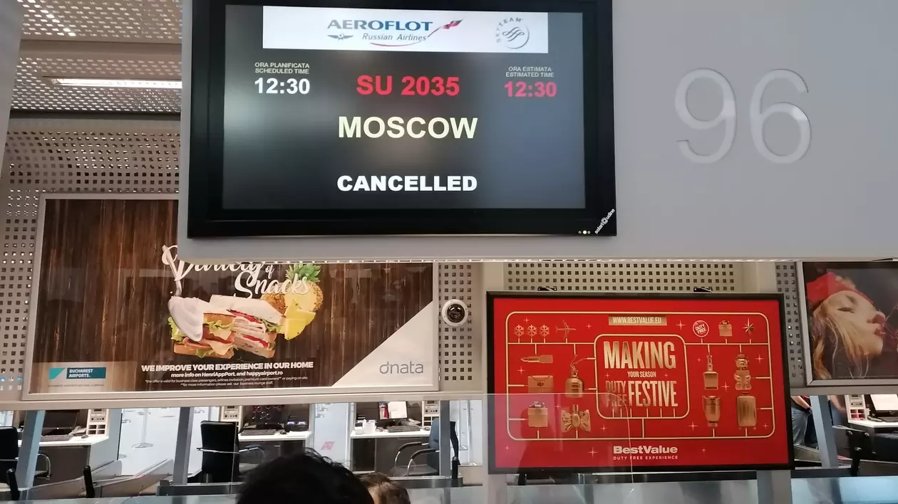 A fost anulat zborul direct București - Moscova. În Rusia se ajunge doar cu escală, ocolind zona de conflict