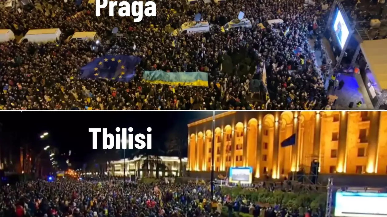 VIDEO | Proteste uriașe în mai multe orașe față de invazia Rusiei în Ucraina. Zelenski le-a transmis live, pe Zoom, un mesaj oamenilor ieșiți în stradă