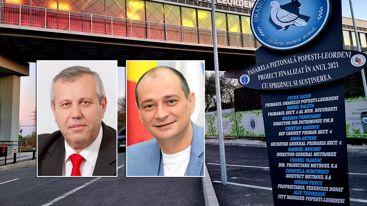 10 primari, șefi de cabinet și directori de la stat s-au pus pe un „totem” ca să se omagieze la împlinirea unui an de la lansarea unei pasarele pietonale