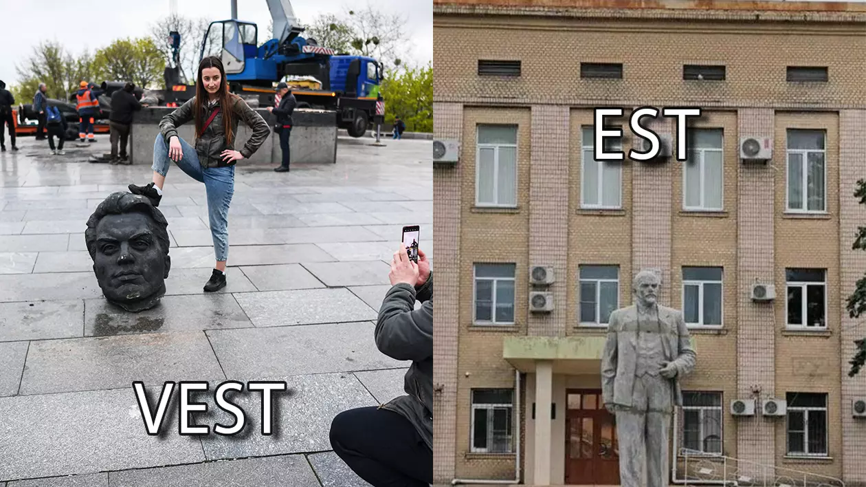 Celălalt „război” din Ucraina: tancuri sovietice demontate în vest și statui ale lui Lenin ridicate în est. Care vor fi consecințele? 