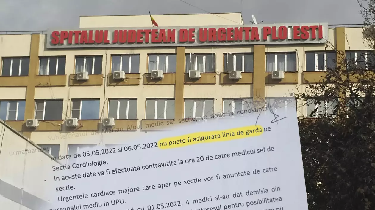 DOCUMENTE. Un mare spital din România a rămas fără 4 medici deodată și are zile fără gardă la cardiologie. „Cine intervine la terapia intensivă din secție?”