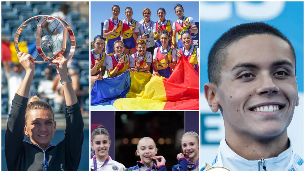 Ce săptămână pentru România! Simona Halep e campioană, record modial pentru David Popovici, canotorii și tinerele gimnaste aduc acasă 14 medalii