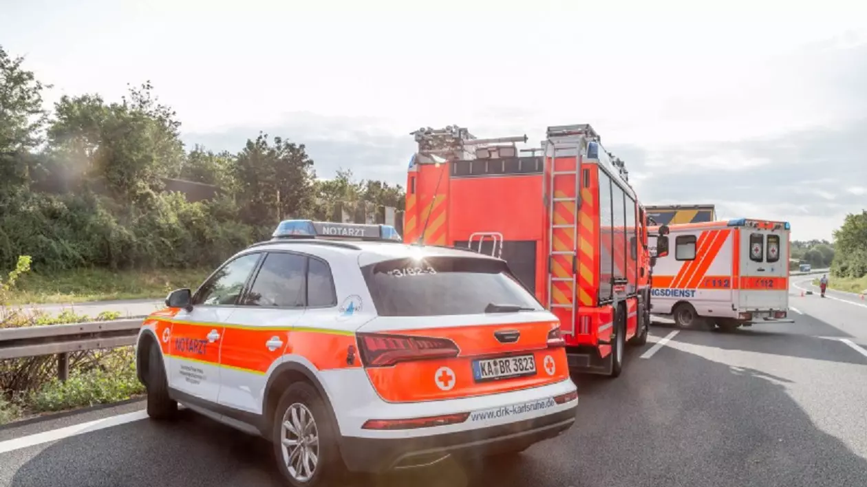 Camionagiu român căzut lângă TIR, cu o foaie pe care scria 112 pe piept, lăsat pe o autostradă germană de șoferii care treceau pe lângă el