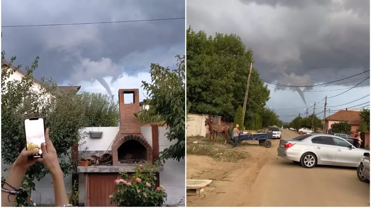 Tornadă în judeţul Dolj. Imagini spectaculoase cu fenomenul | VIDEO