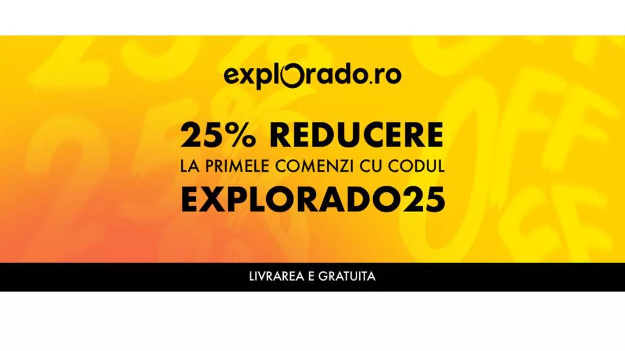 Explorado.ro urează bun venit cumpărătorilor cu reduceri de 25% la primele comenzi