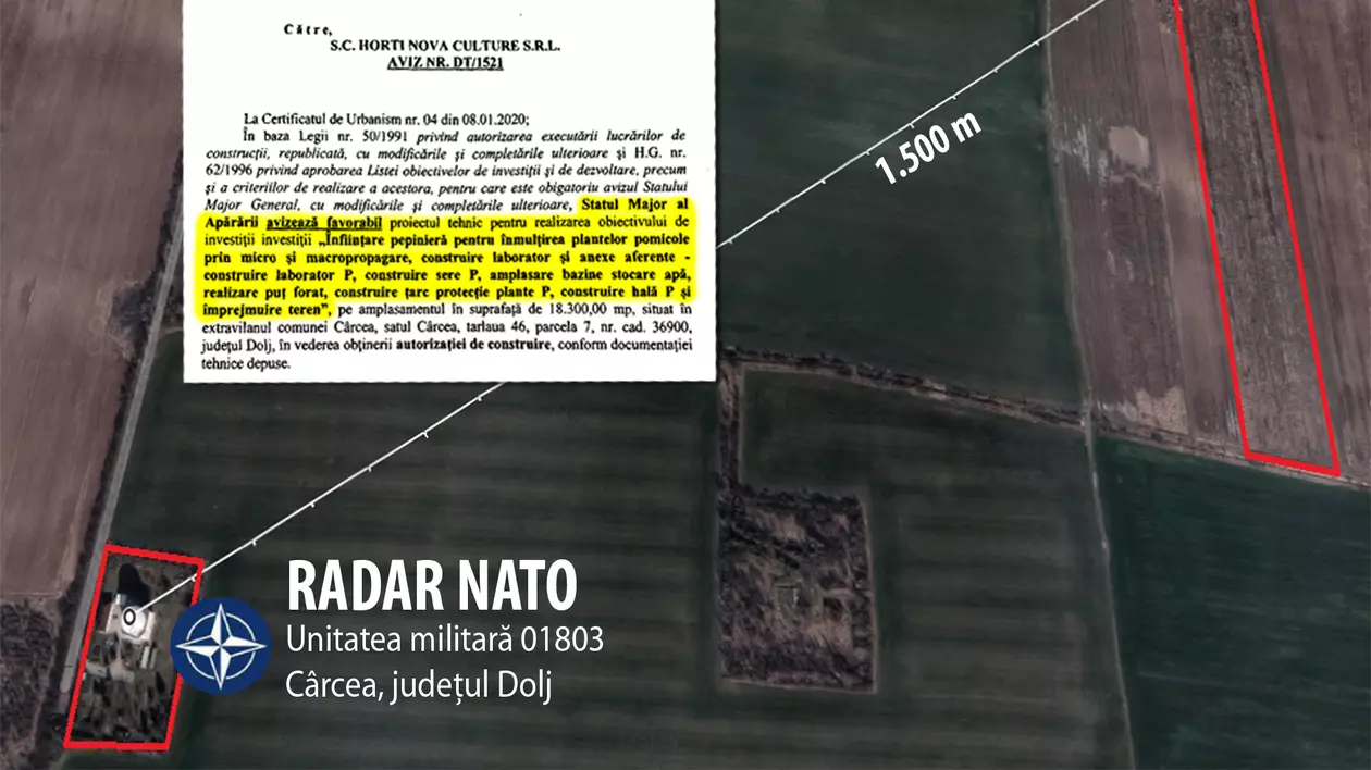 DOCUMENTE. O livadă a avut nevoie de avizul MApN în zona radarului NATO de la Cârcea. Depozitul Lidl 230.000 de mp și de 20 metri înălțime, nu
