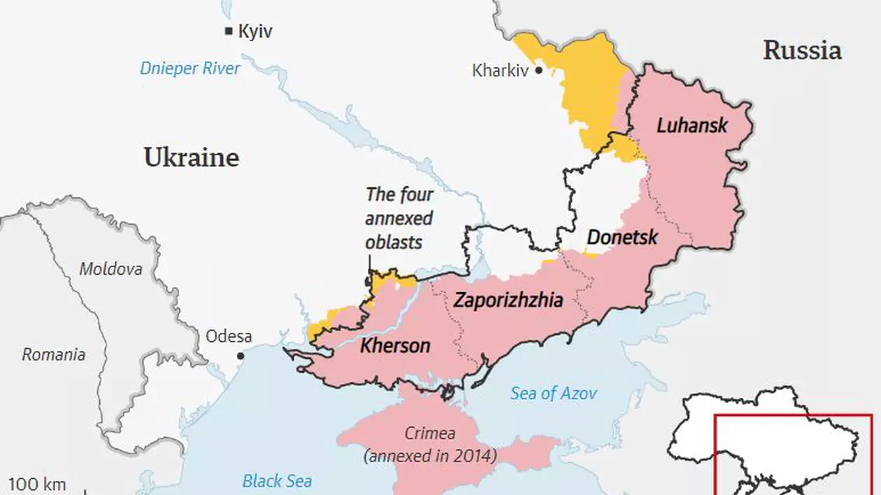 Rusia nu mai controlează complet niciuna dintre cele patru provincii ucrainene pe care vineri anunța că le-a anexat „pentru totdeauna”