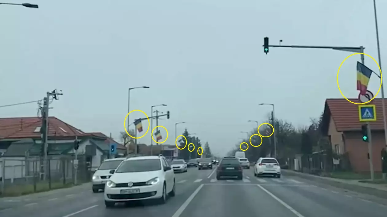 O comună din Cluj a cumpărat 6.700 de steaguri în ultimii patru ani. E unul pe fiecare stâlp de iluminat de pe DN 1: „Așa sărbătorim noi 1 Decembrie”