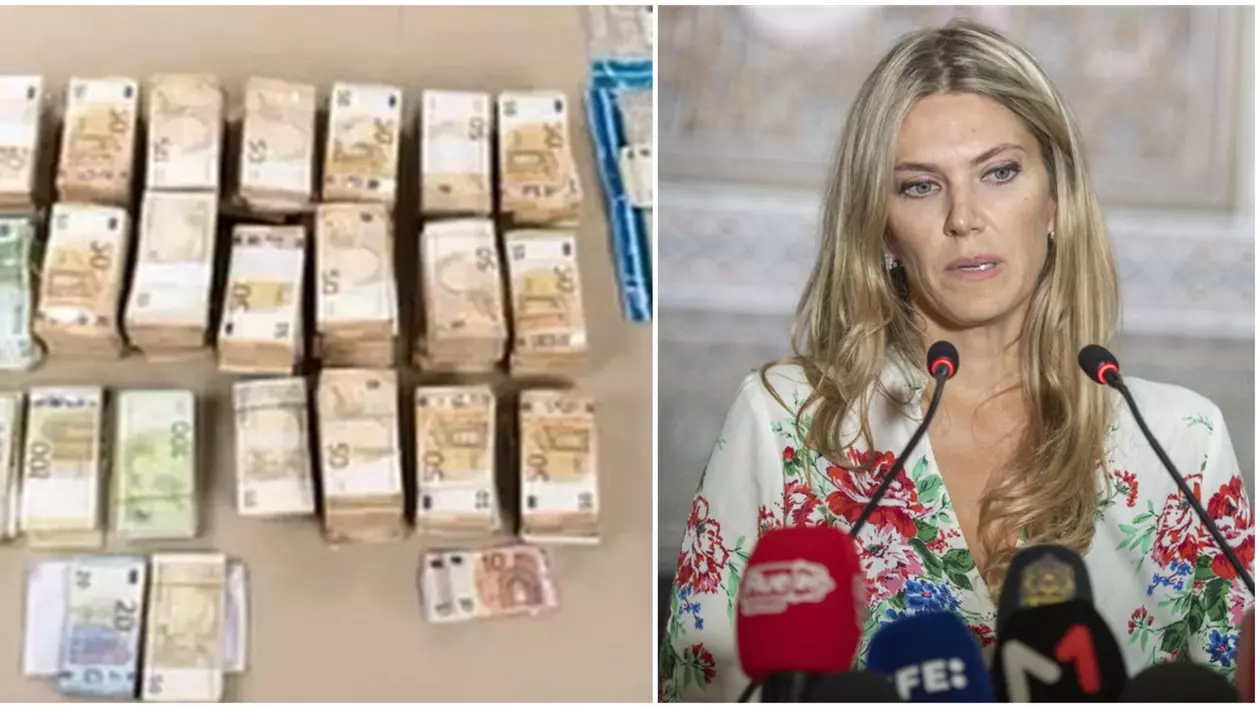 Imagine cu teancurile de bani găsite în casa Evei Kaili, publicată de poliția belgiană