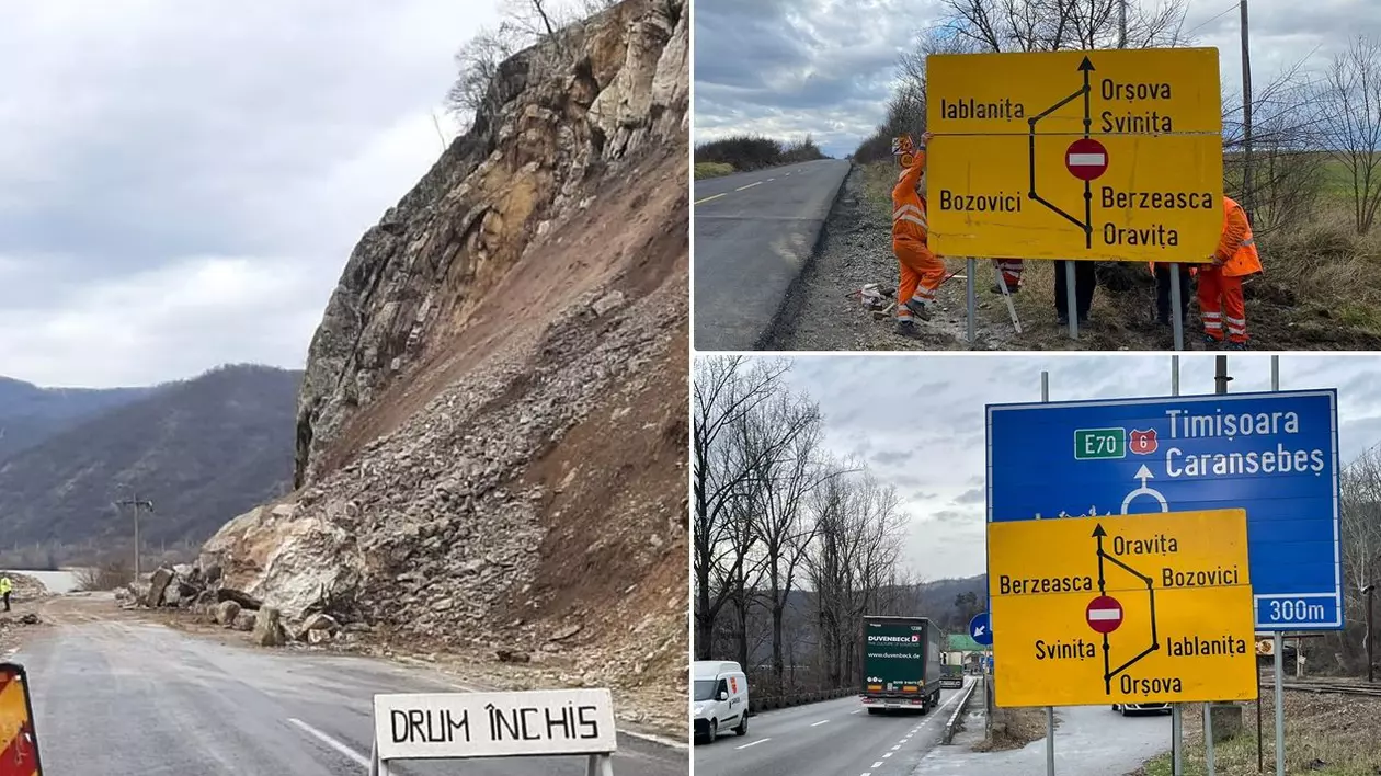 DN 57, blocat de miercuri din cauza căderilor de pietre de la Berzasca, rămâne închis până luna viitoare: „Versantul va fi escaladat de alpiniști”