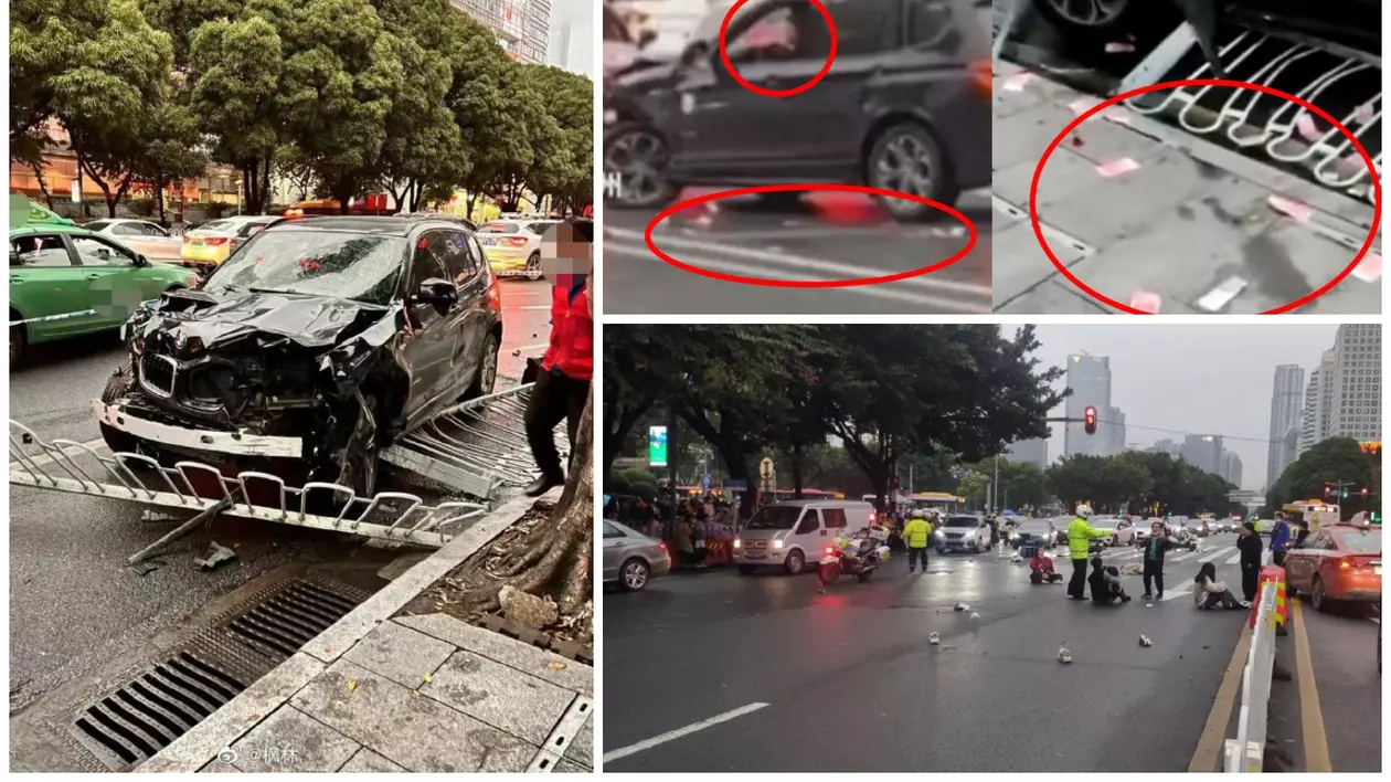 Șoferul de 22 de ani al unui BMW a aruncat cu bani pe stradă, după ce a ucis 5 oameni și a rănit 13, pe trecere, în China